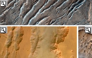 Foto della Mars Reconaissances Orbiter delle Chasmas Capri e Coprates, di quest'ultima anche una sezione da parete a parete.