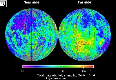 I dati relativi alle zone magnetiche rilevate dalla sonda Lunar Prospector nel 2006; in grigio sono indicate le zone non analizzate.