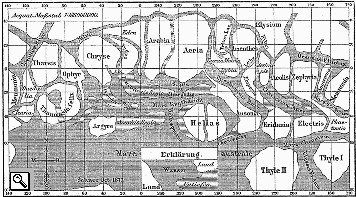La mappa della superficie marziana disegnata da Schiaparelli.