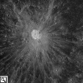 Foto del cratere Kuiper fatta dalla sonda MESSENGER nel 2008