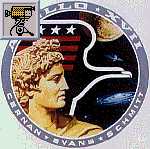 logo dell'Apollo 17 e video con la partenza del Lem dalla Luna