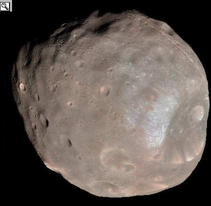 Foto di Fobos presa il 23 marzo 2008 dalla Mars Reconaissace Orbiter