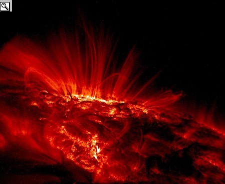 Foto di una macchia solare efettuata dalla sonda TRACE in luce ultravioletta