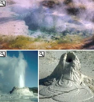 Immagini di eventi legati al vulcanesimo del parco di Yellostone